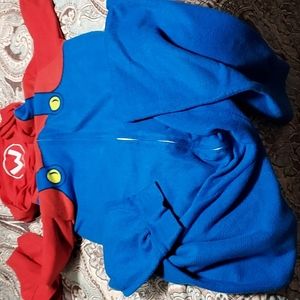 Super Mario one piece hooded fleece pajamas